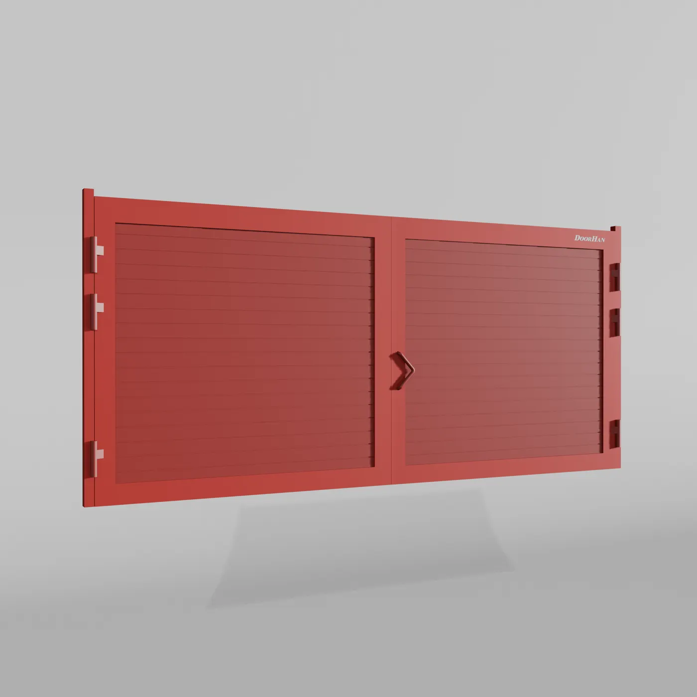 Распашные ворота DoorHan 3500х1200 цвета RAL 3000 (красный) с дизайном «доска» с автоматикой