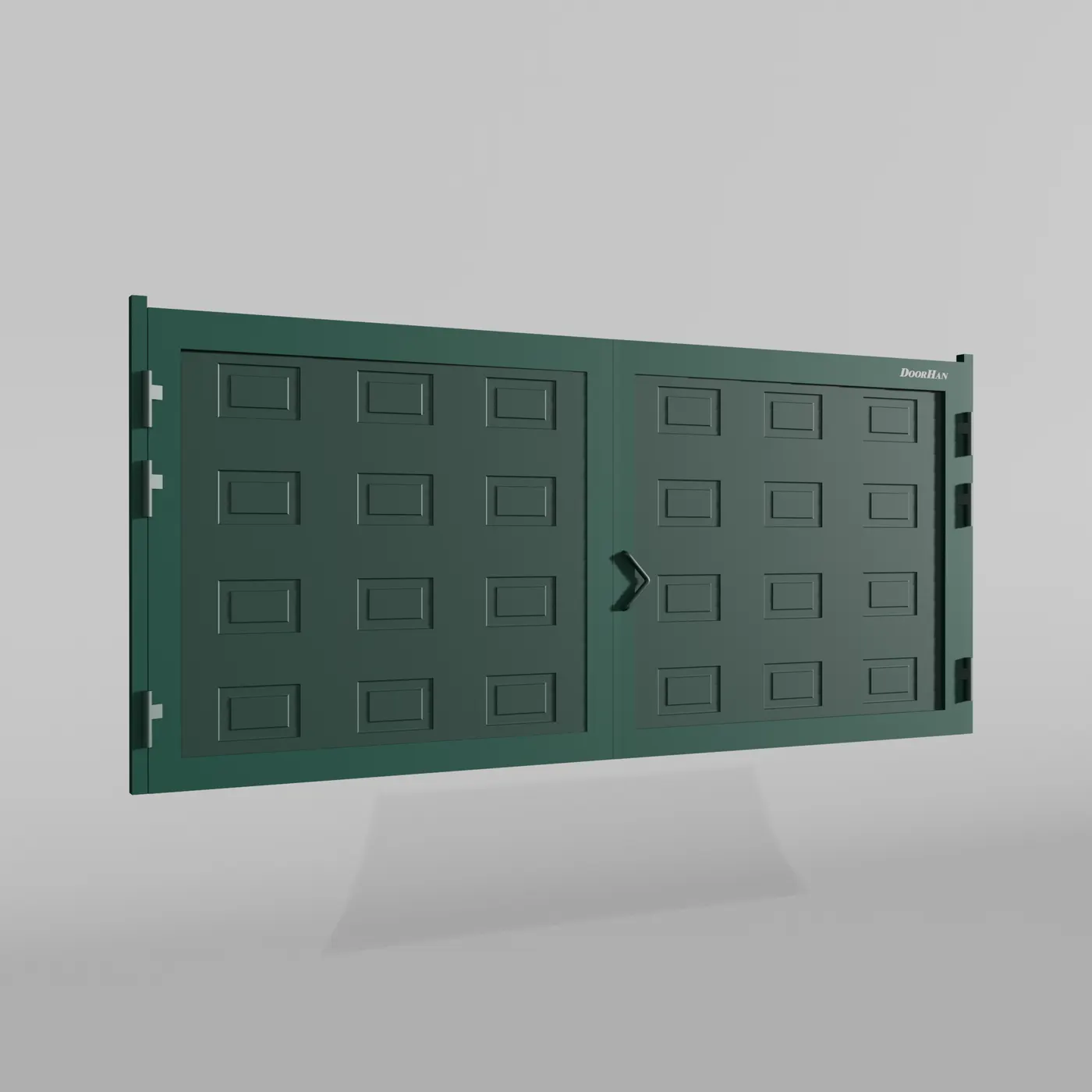 Распашные ворота DoorHan 2900х1200 цвета RAL 6005 (зелёный) с дизайном «филенка» без автоматики